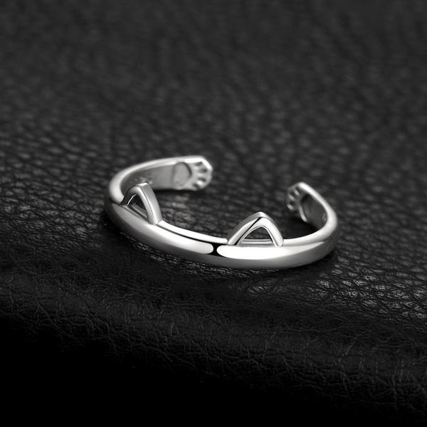 Kitty Ear Paw Hug 925 Silver Ring | Kalsten