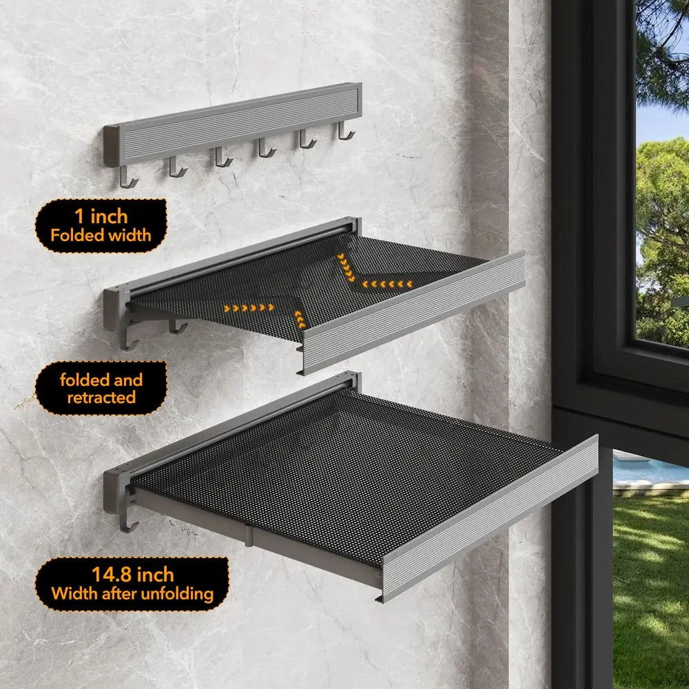 BowLift | Foldable wall shelf for laundry – space-saving with double drying area