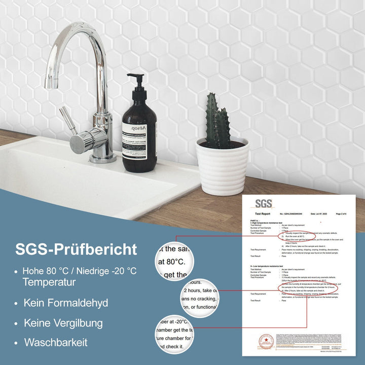 Self-adhesive tiles 10-piece set hexagon | Kalsten