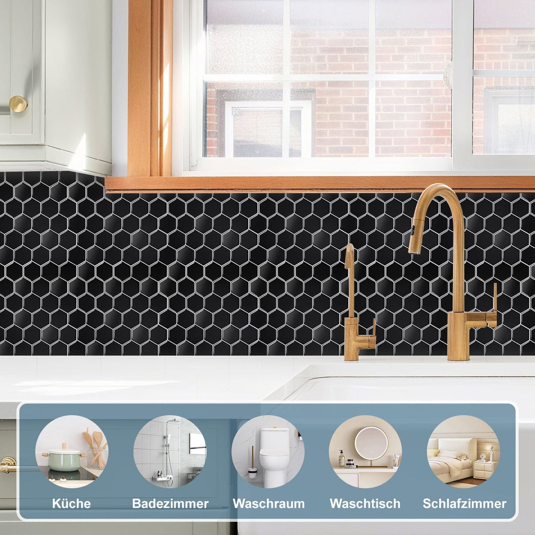 Self-adhesive tiles 10-piece set hexagon | Kalsten