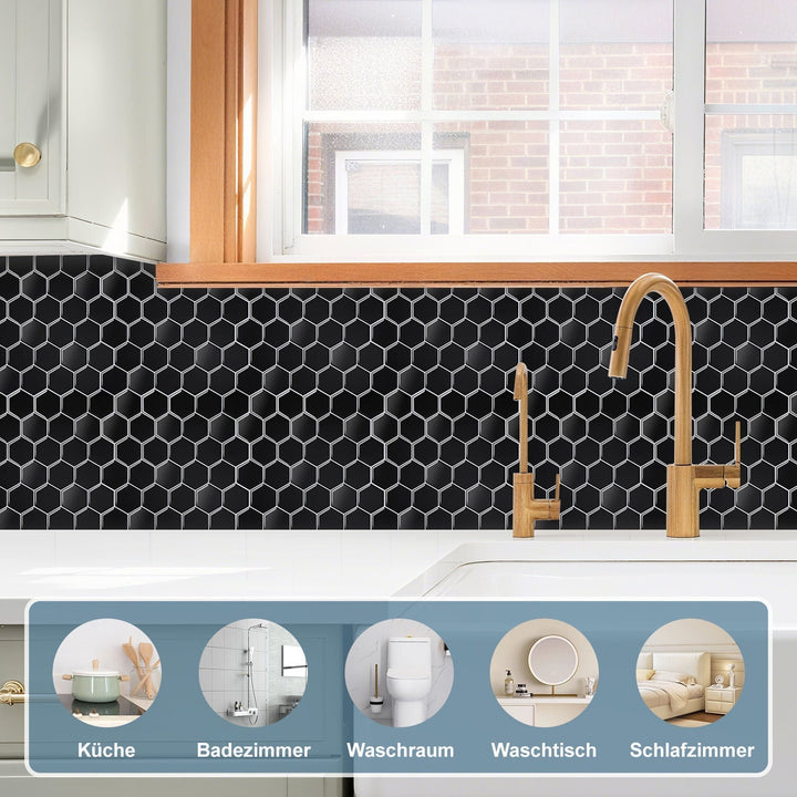 Self-adhesive tiles 10-piece set hexagon | Kalsten