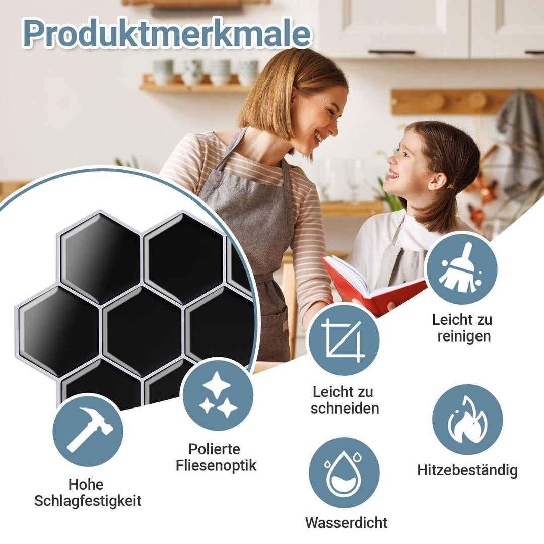 Self-adhesive tiles 10-piece set hexagon | Kalsten