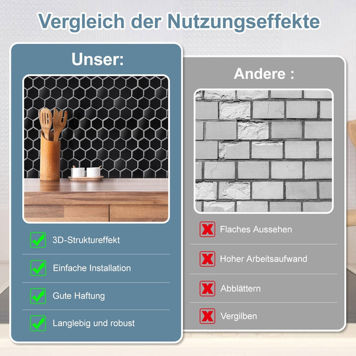 Self-adhesive tiles 10-piece set hexagon | Kalsten