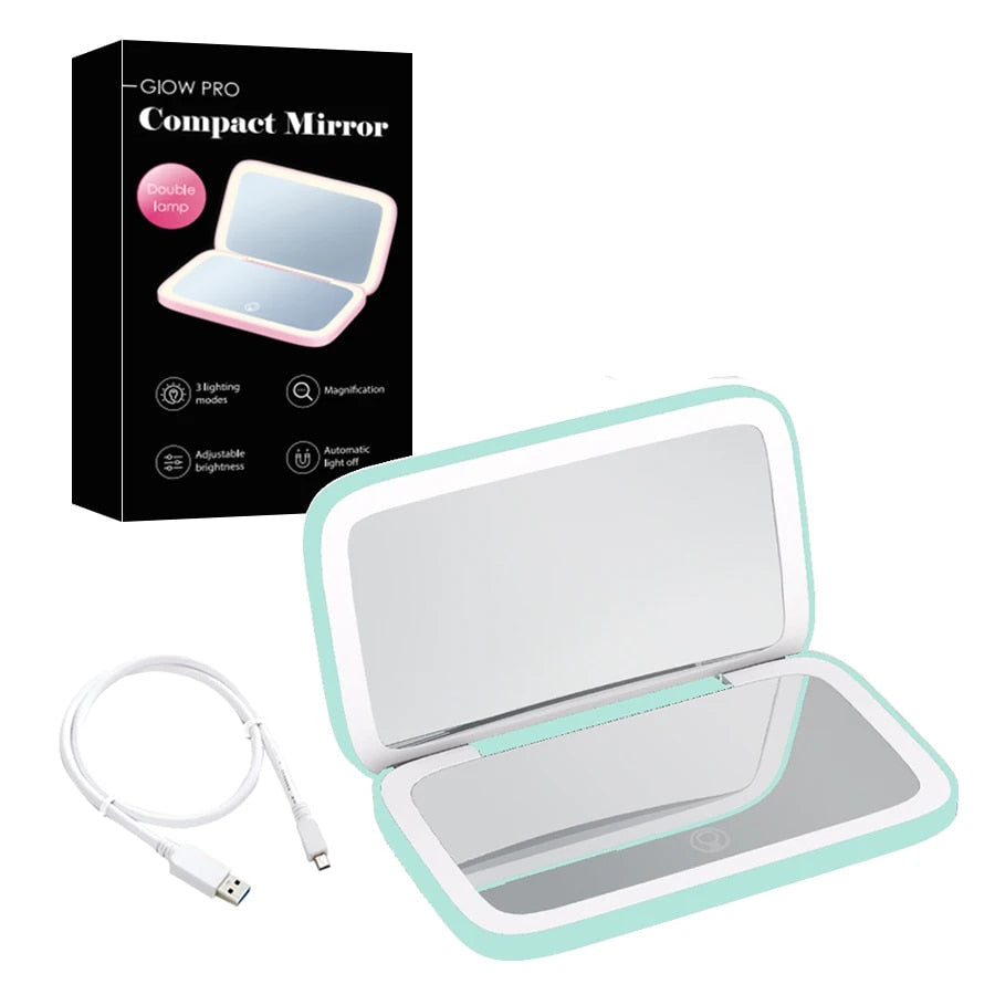 BowLift | Compact LED Makeup Mirror with Double Magnification 1X and 10X