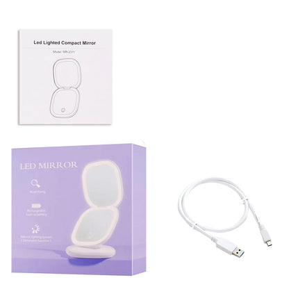 BowLift | Compact LED Makeup Mirror with Double Magnification 1X and 10X