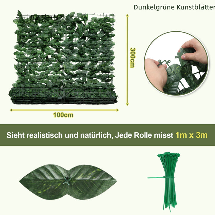 Artificial Ivy Hedge Privacy Screen 1x3m | Kalsten