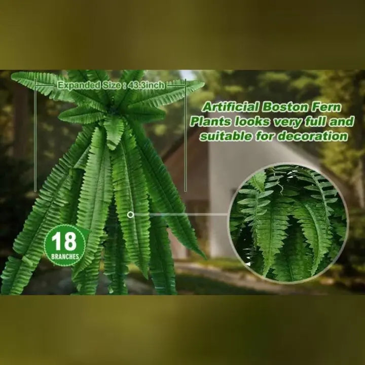Kalsten | Artificial Boston Fern Bundle - UV resistant & easy to care for (18 stems)