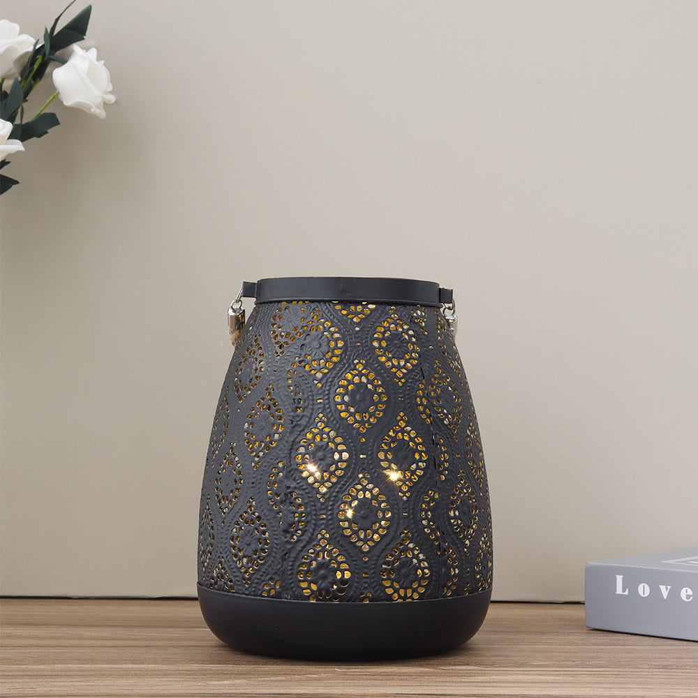 Moroccan Style Black Metal Battery Operated Table Lamp - Cordless Lamp | Kalsten