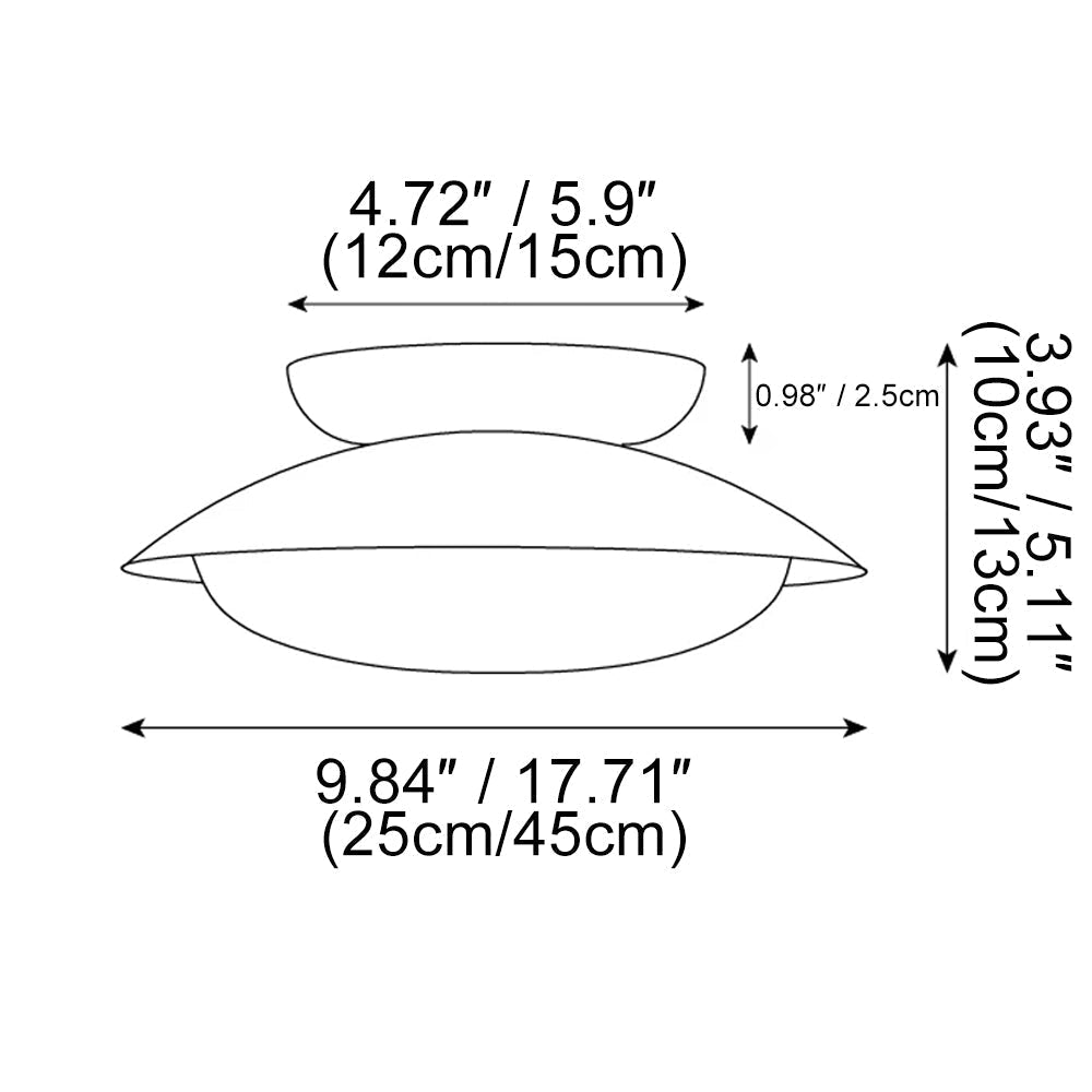 Ceiling Light Metal Dome 17.7 in Indoor Use Serene Mid-Century Style Warm Glow | Kalsten