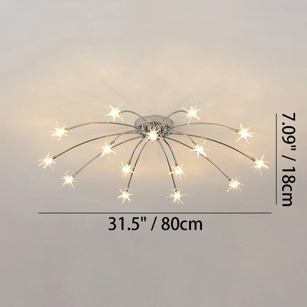 Ceiling Light Metal Glass 24 in Semi Flush Mount Indoor Living Room Dining Bedroom LED Energy Saving | Kalsten