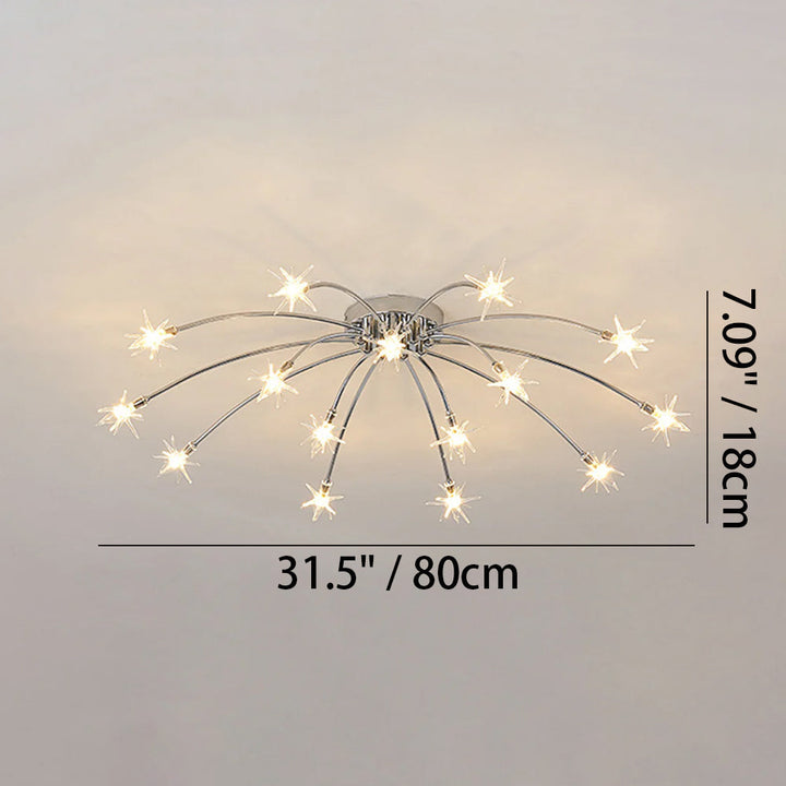 Ceiling Light Metal Glass 24 in Semi Flush Mount Indoor Living Room Dining Bedroom LED Energy Saving | Kalsten
