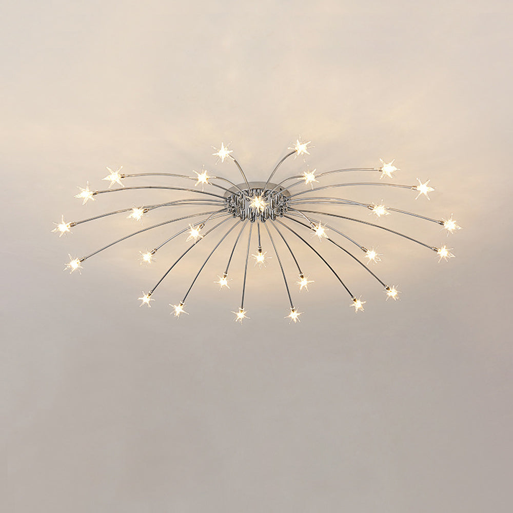 Ceiling Light Metal Glass 24 in Semi Flush Mount Indoor Living Room Dining Bedroom LED Energy Saving | Kalsten