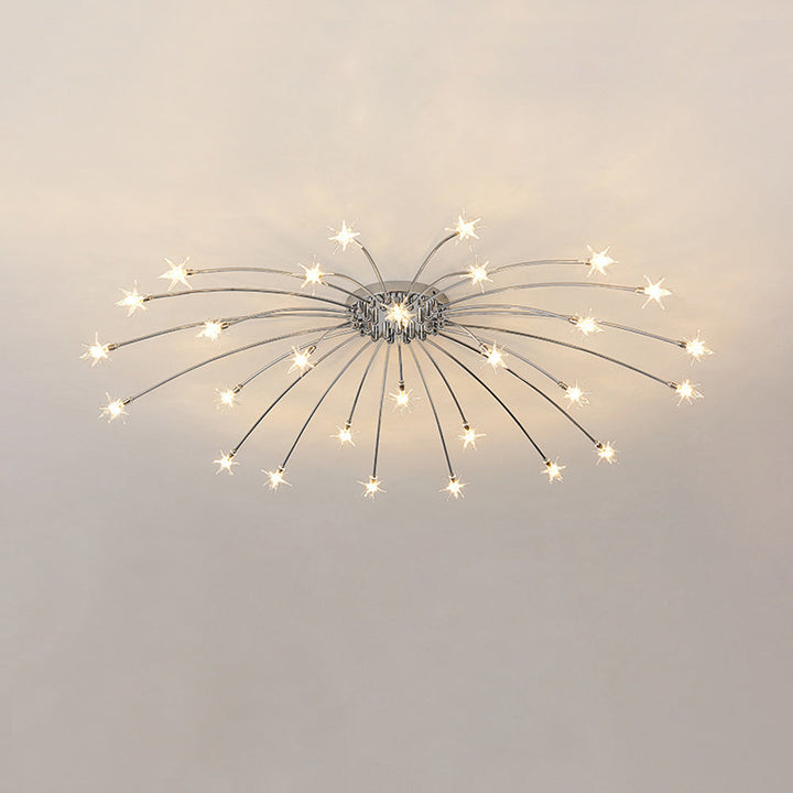 Ceiling Light Metal Glass 24 in Semi Flush Mount Indoor Living Room Dining Bedroom LED Energy Saving | Kalsten