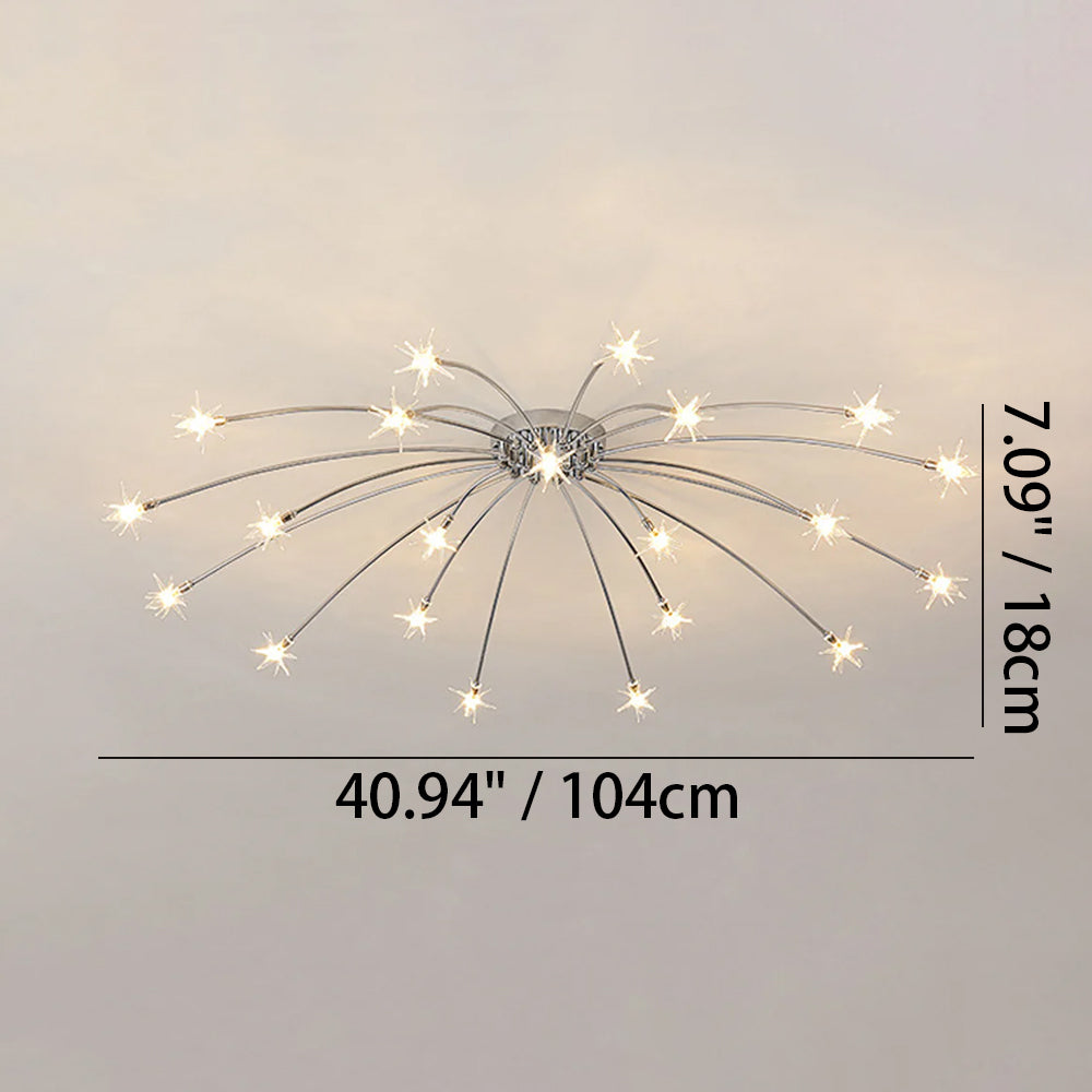 Ceiling Light Metal Glass 24 in Semi Flush Mount Indoor Living Room Dining Bedroom LED Energy Saving | Kalsten