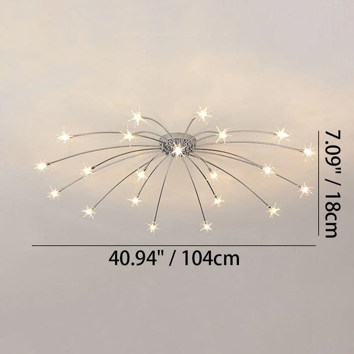 Ceiling Light Metal Glass 24 in Semi Flush Mount Indoor Living Room Dining Bedroom LED Energy Saving | Kalsten