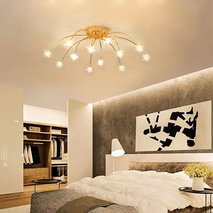 Ceiling Light Metal Glass 24 in Semi Flush Mount Indoor Living Room Dining Bedroom LED Energy Saving | Kalsten