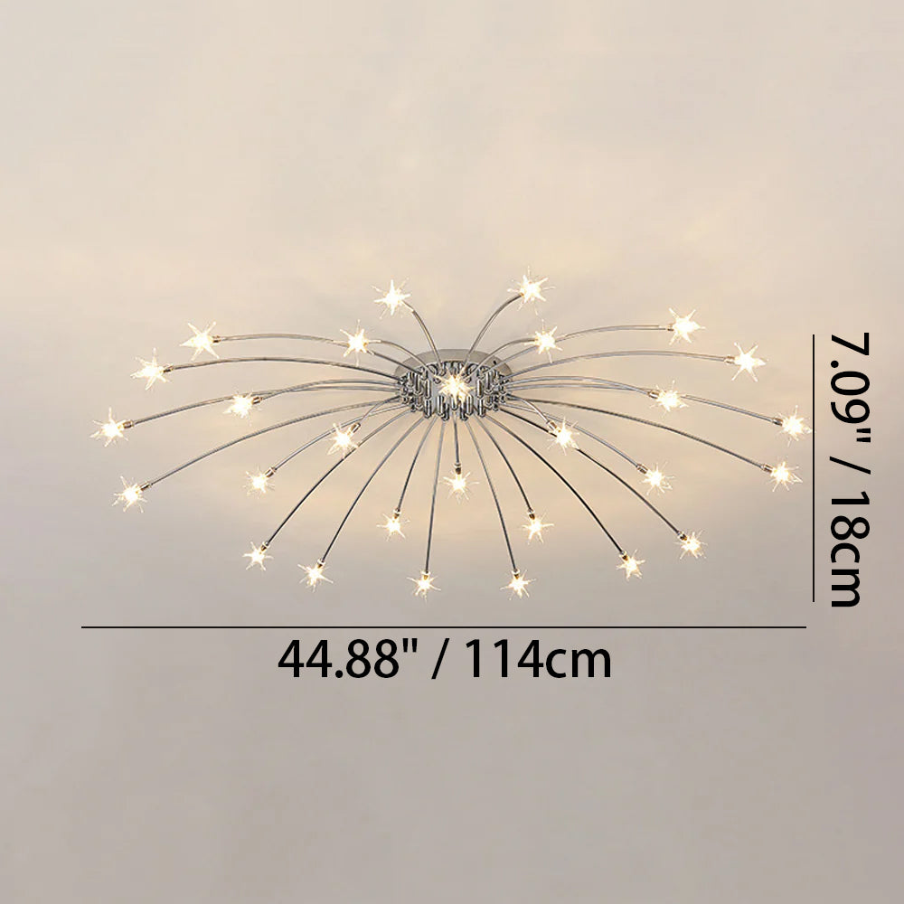 Ceiling Light Metal Glass 24 in Semi Flush Mount Indoor Living Room Dining Bedroom LED Energy Saving | Kalsten