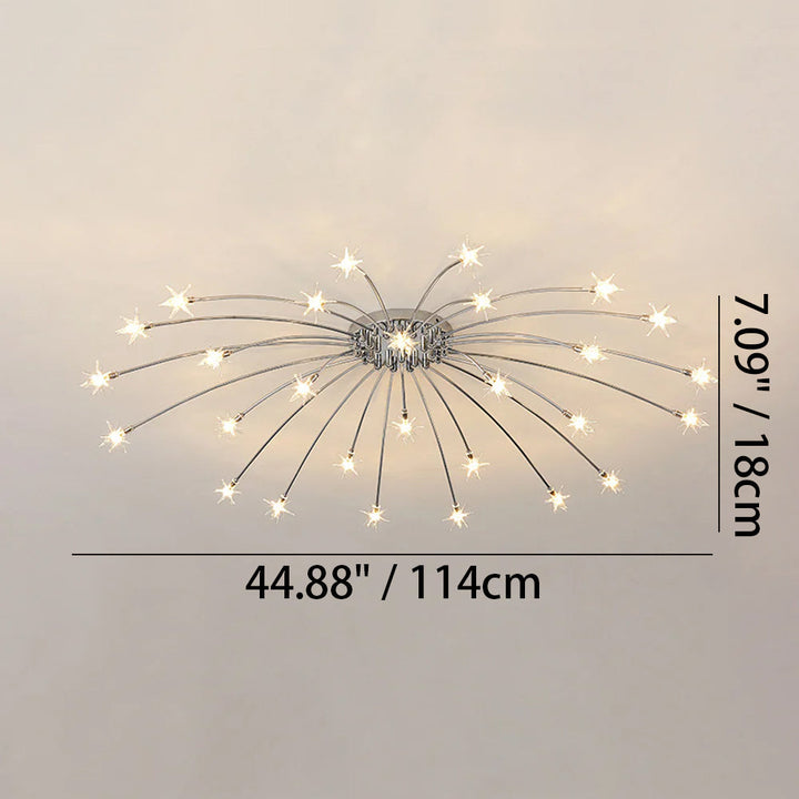 Ceiling Light Metal Glass 24 in Semi Flush Mount Indoor Living Room Dining Bedroom LED Energy Saving | Kalsten