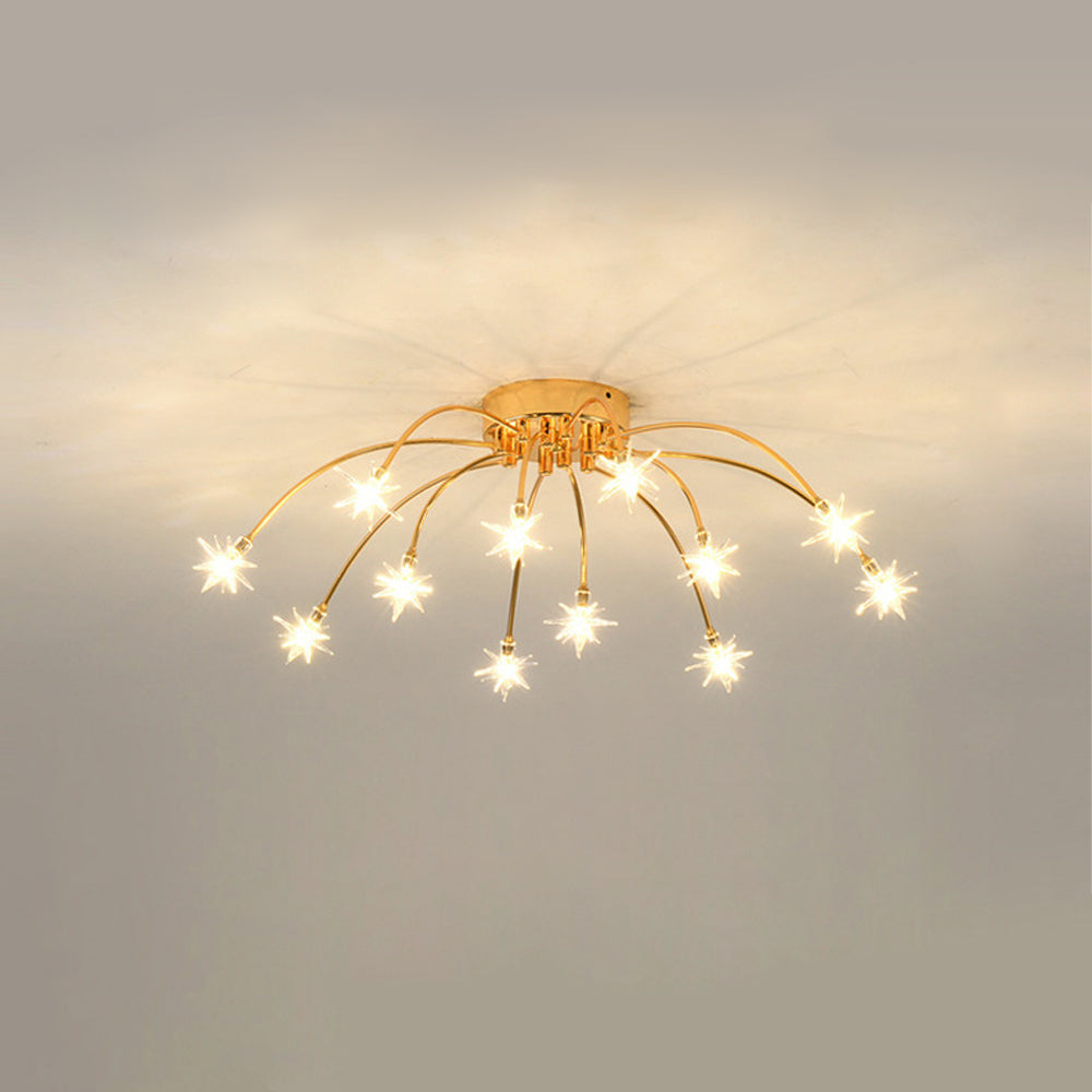 Ceiling Light Metal Glass 24 in Semi Flush Mount Indoor Living Room Dining Bedroom LED Energy Saving | Kalsten