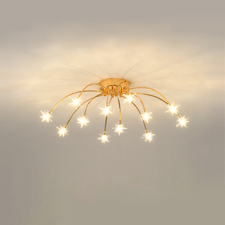 Ceiling Light Metal Glass 24 in Semi Flush Mount Indoor Living Room Dining Bedroom LED Energy Saving | Kalsten