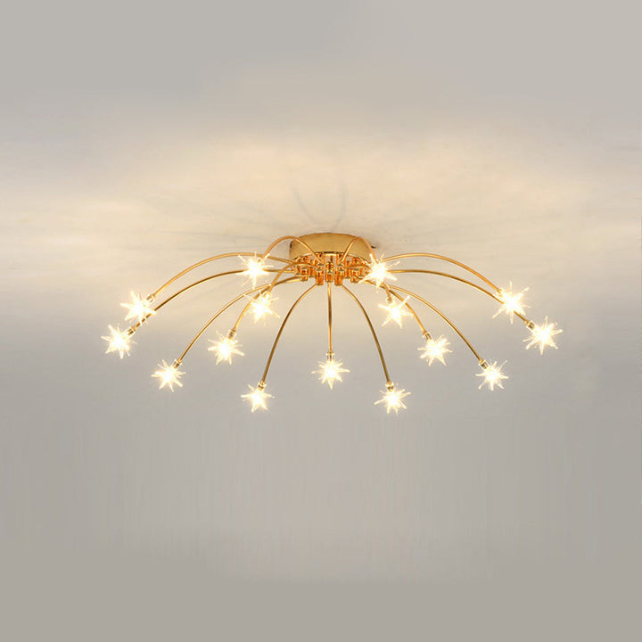 Ceiling Light Metal Glass 24 in Semi Flush Mount Indoor Living Room Dining Bedroom LED Energy Saving | Kalsten