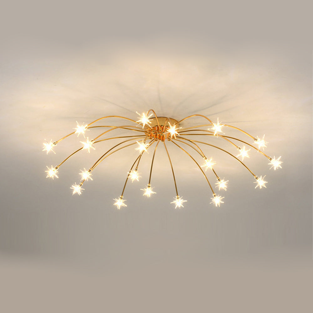 Ceiling Light Metal Glass 24 in Semi Flush Mount Indoor Living Room Dining Bedroom LED Energy Saving | Kalsten