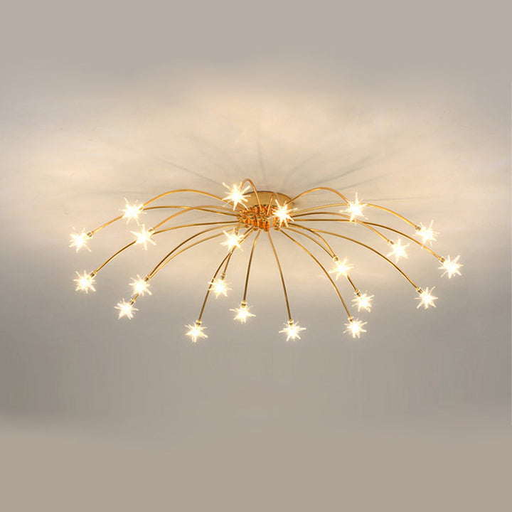 Ceiling Light Metal Glass 24 in Semi Flush Mount Indoor Living Room Dining Bedroom LED Energy Saving | Kalsten