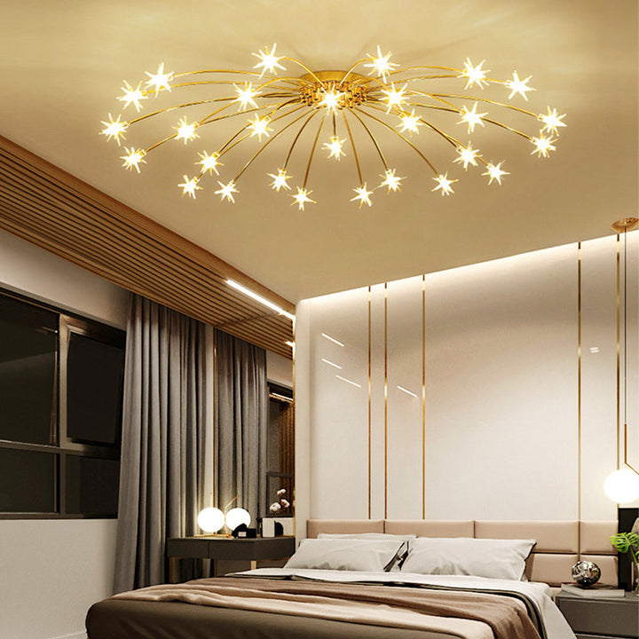 Ceiling Light Metal Glass 24 in Semi Flush Mount Indoor Living Room Dining Bedroom LED Energy Saving | Kalsten
