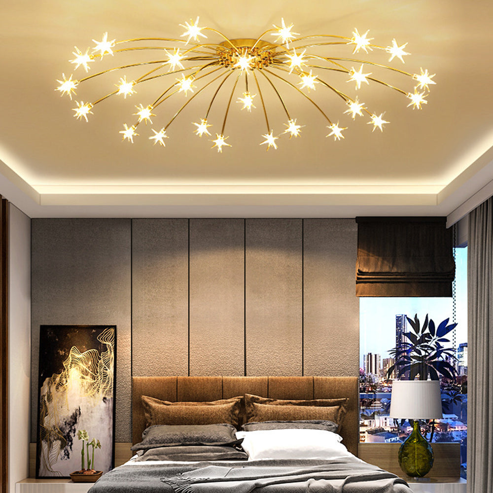 Ceiling Light Metal Glass 24 in Semi Flush Mount Indoor Living Room Dining Bedroom LED Energy Saving | Kalsten