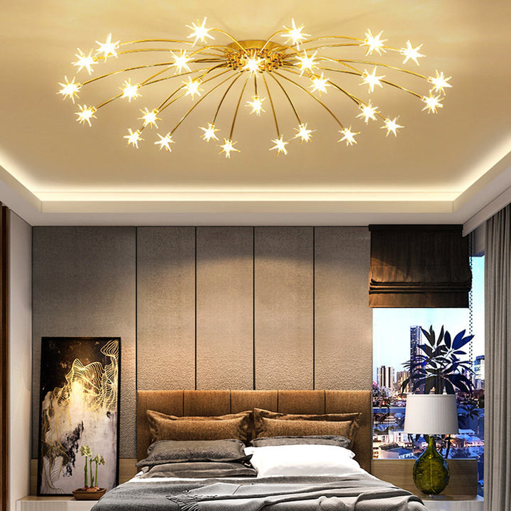 Ceiling Light Metal Glass 24 in Semi Flush Mount Indoor Living Room Dining Bedroom LED Energy Saving | Kalsten