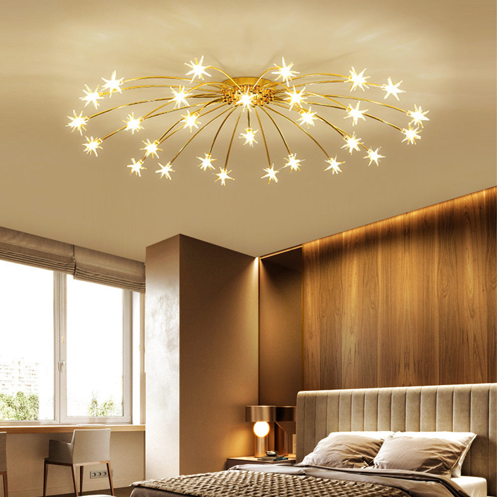 Ceiling Light Metal Glass 24 in Semi Flush Mount Indoor Living Room Dining Bedroom LED Energy Saving | Kalsten