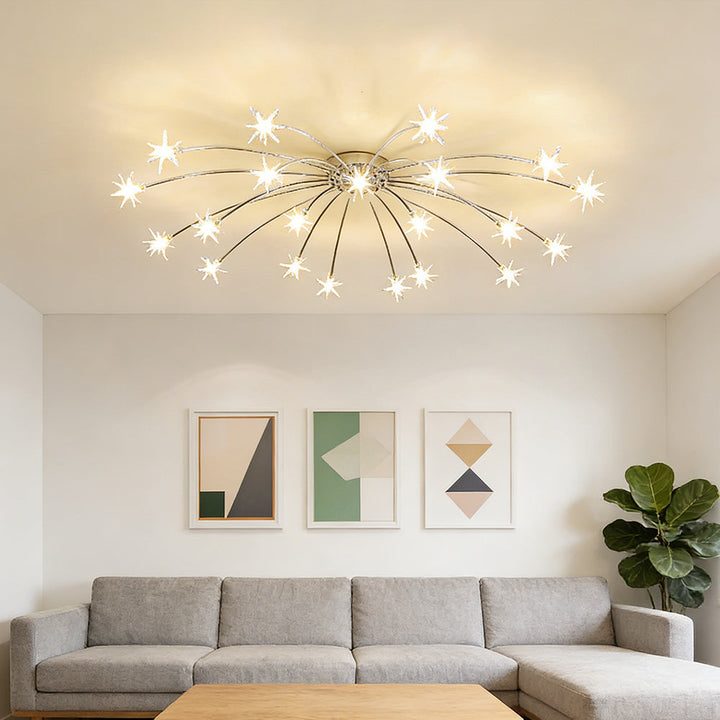 Ceiling Light Metal Glass 24 in Semi Flush Mount Indoor Living Room Dining Bedroom LED Energy Saving | Kalsten