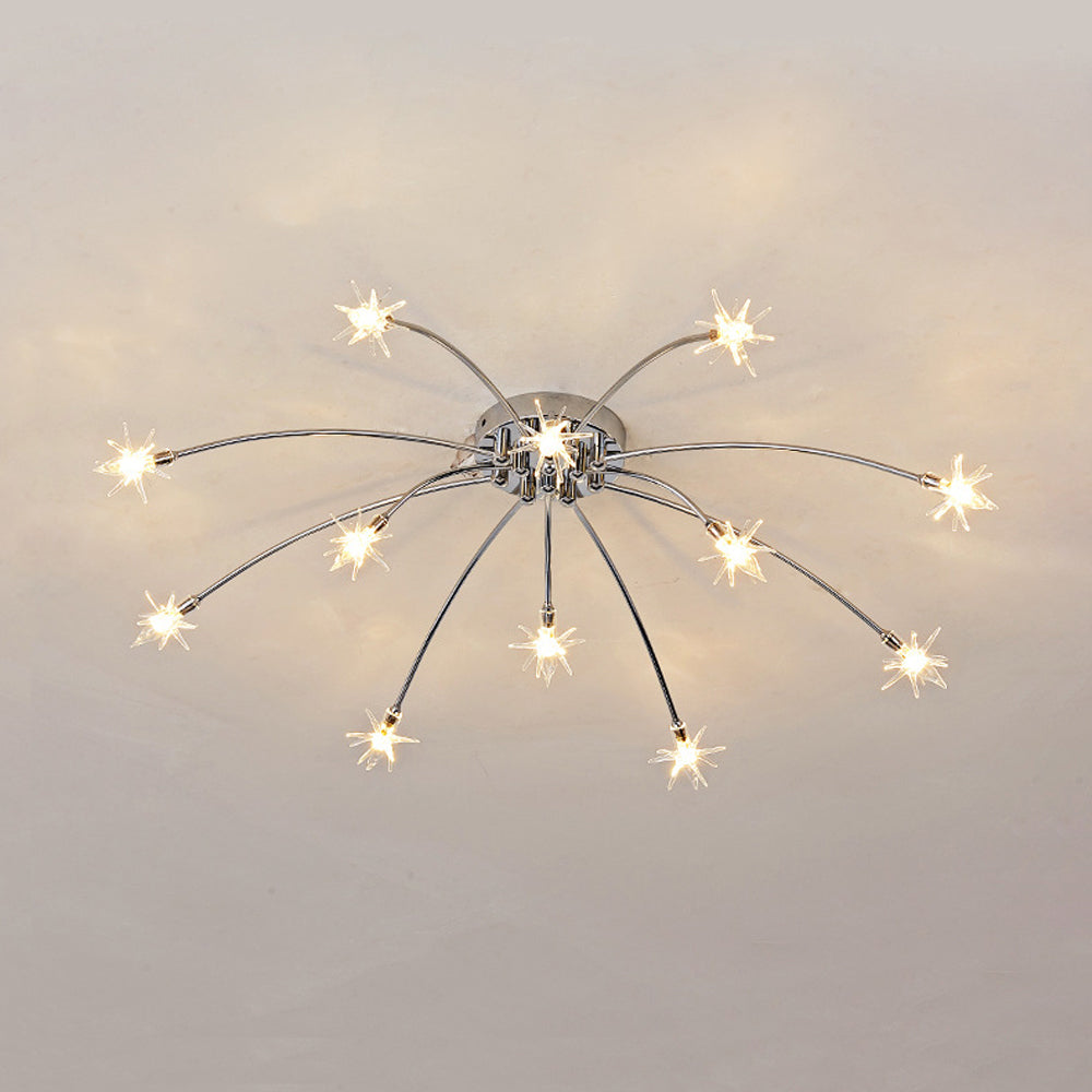 Ceiling Light Metal Glass 24 in Semi Flush Mount Indoor Living Room Dining Bedroom LED Energy Saving | Kalsten
