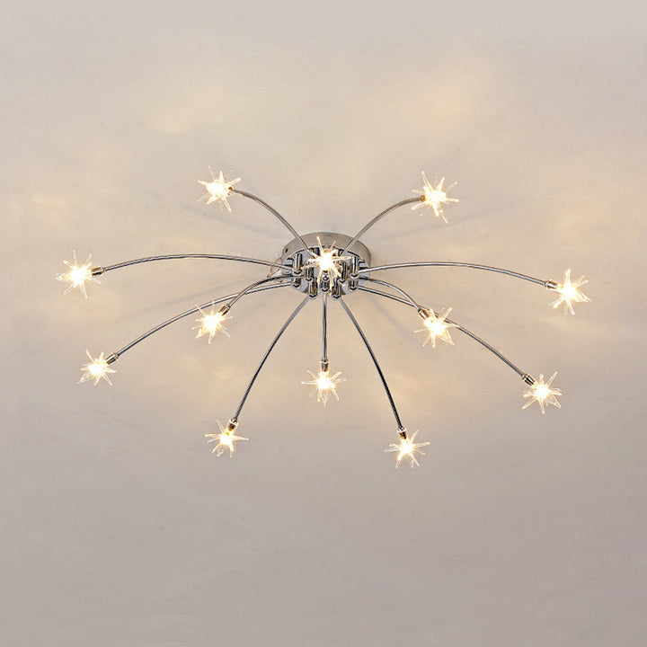 Ceiling Light Metal Glass 24 in Semi Flush Mount Indoor Living Room Dining Bedroom LED Energy Saving | Kalsten
