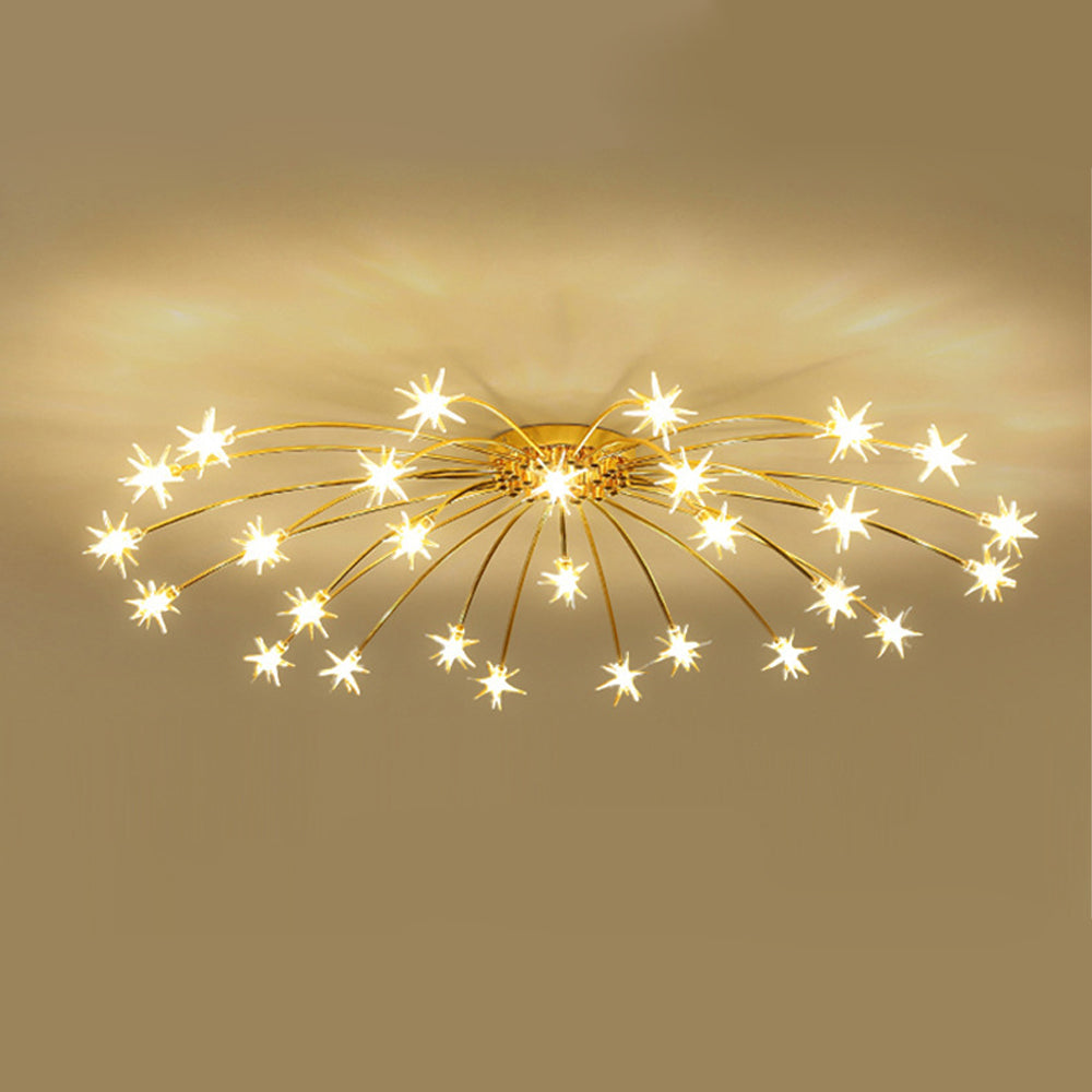 Ceiling Light Metal Glass 24 in Semi Flush Mount Indoor Living Room Dining Bedroom LED Energy Saving | Kalsten