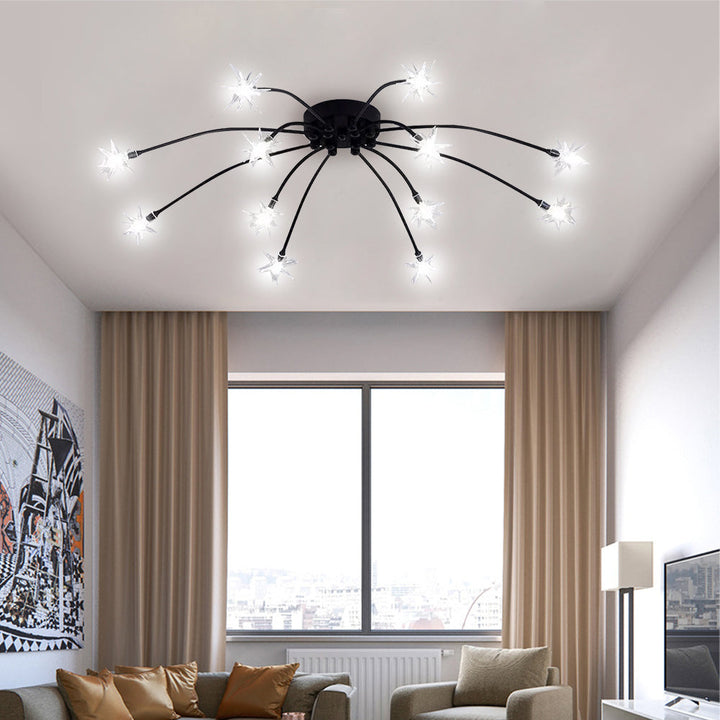 Ceiling Light Metal Glass 24 in Semi Flush Mount Indoor Living Room Dining Bedroom LED Energy Saving | Kalsten