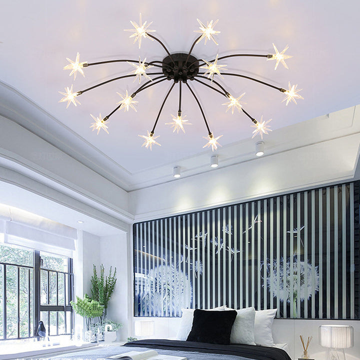 Ceiling Light Metal Glass 24 in Semi Flush Mount Indoor Living Room Dining Bedroom LED Energy Saving | Kalsten