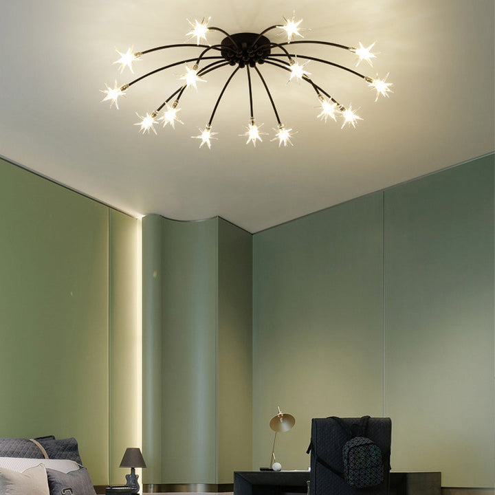 Ceiling Light Metal Glass 24 in Semi Flush Mount Indoor Living Room Dining Bedroom LED Energy Saving | Kalsten