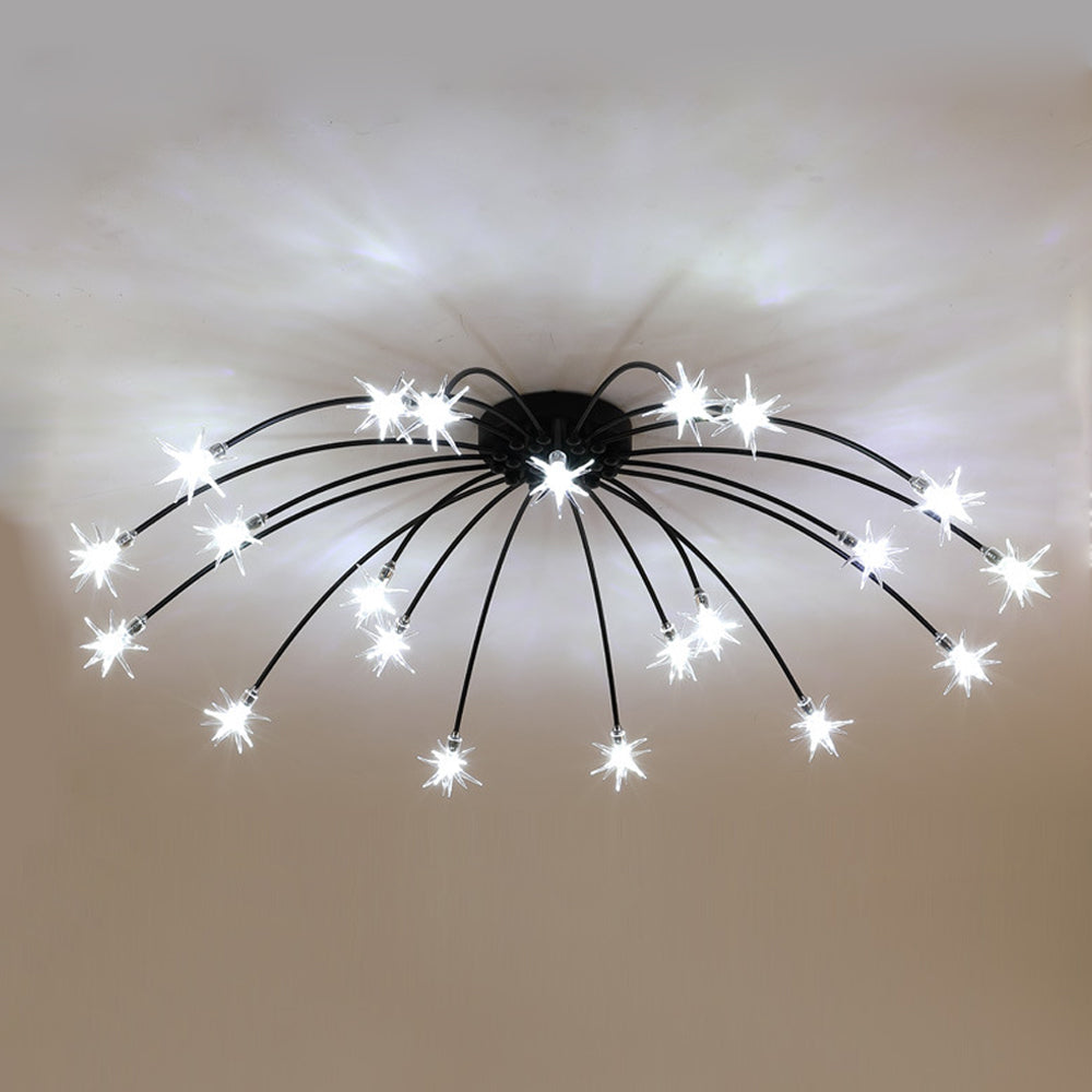 Ceiling Light Metal Glass 24 in Semi Flush Mount Indoor Living Room Dining Bedroom LED Energy Saving | Kalsten