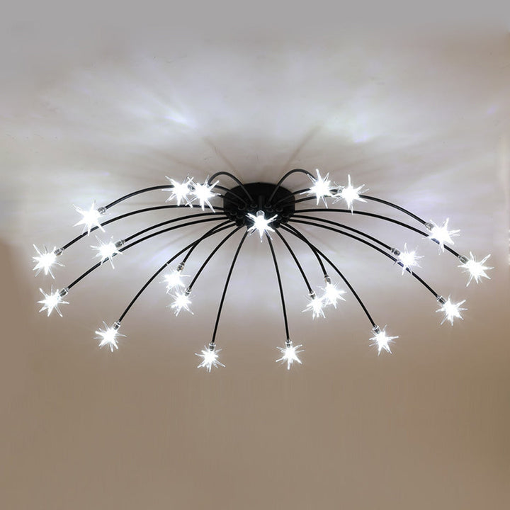 Ceiling Light Metal Glass 24 in Semi Flush Mount Indoor Living Room Dining Bedroom LED Energy Saving | Kalsten