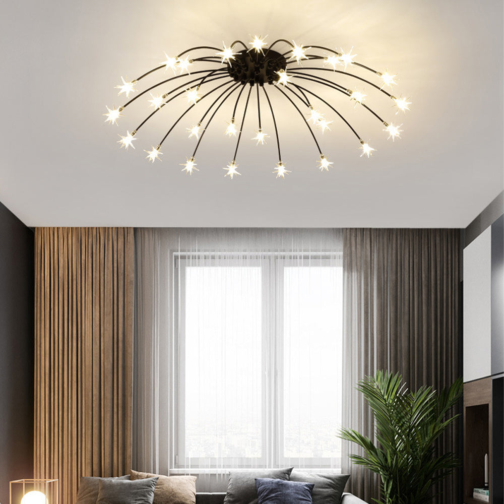 Ceiling Light Metal Glass 24 in Semi Flush Mount Indoor Living Room Dining Bedroom LED Energy Saving | Kalsten