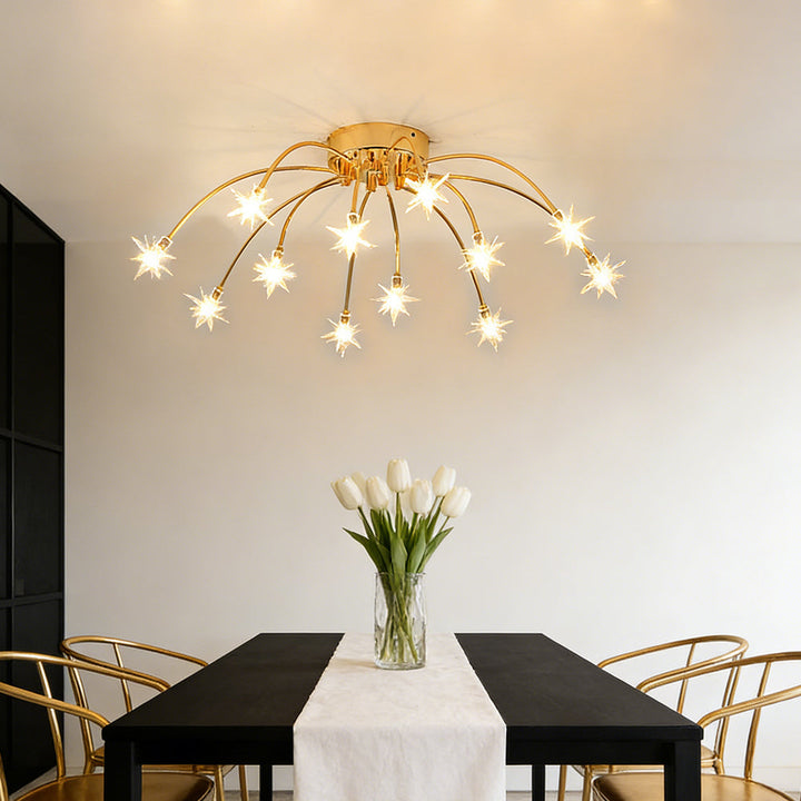 Ceiling Light Metal Glass 24 in Semi Flush Mount Indoor Living Room Dining Bedroom LED Energy Saving | Kalsten
