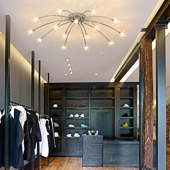Ceiling Light Metal Glass 24 in Semi Flush Mount Indoor Living Room Dining Bedroom LED Energy Saving | Kalsten