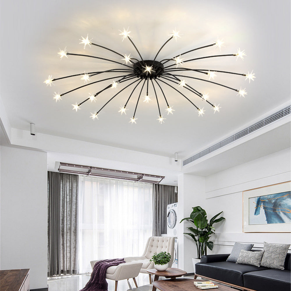 Ceiling Light Metal Glass 24 in Semi Flush Mount Indoor Living Room Dining Bedroom LED Energy Saving | Kalsten