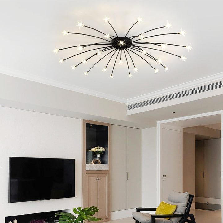 Ceiling Light Metal Glass 24 in Semi Flush Mount Indoor Living Room Dining Bedroom LED Energy Saving | Kalsten