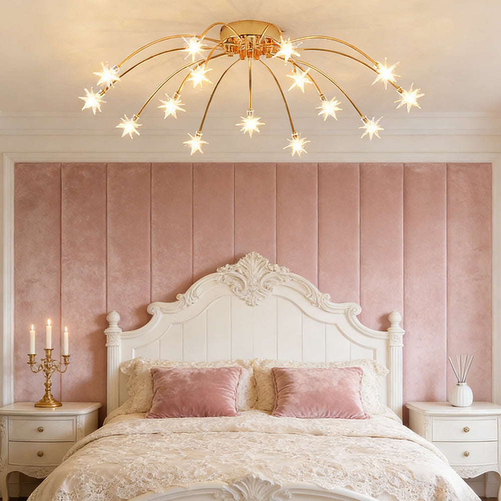 Ceiling Light Metal Glass 24 in Semi Flush Mount Indoor Living Room Dining Bedroom LED Energy Saving | Kalsten