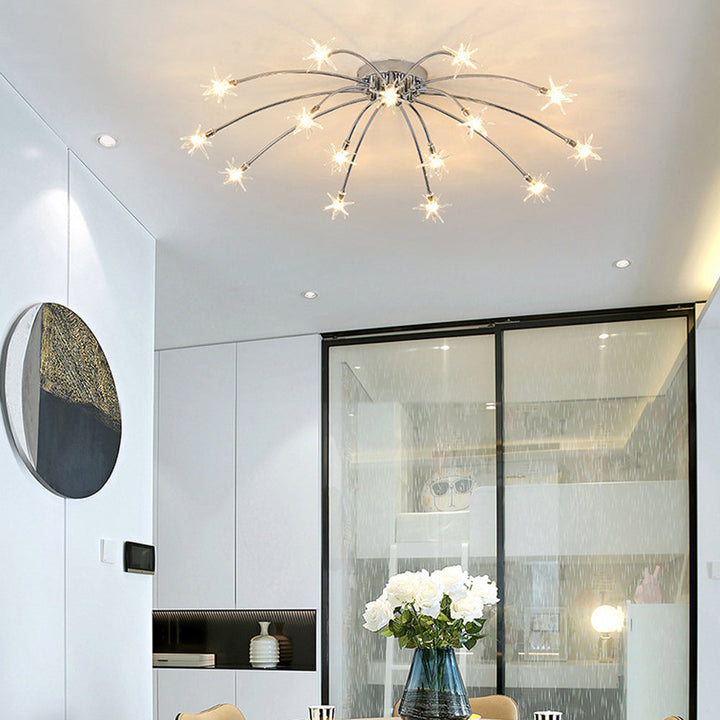 Ceiling Light Metal Glass 24 in Semi Flush Mount Indoor Living Room Dining Bedroom LED Energy Saving | Kalsten