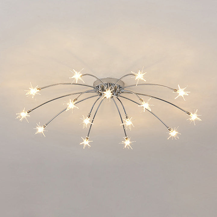 Ceiling Light Metal Glass 24 in Semi Flush Mount Indoor Living Room Dining Bedroom LED Energy Saving | Kalsten
