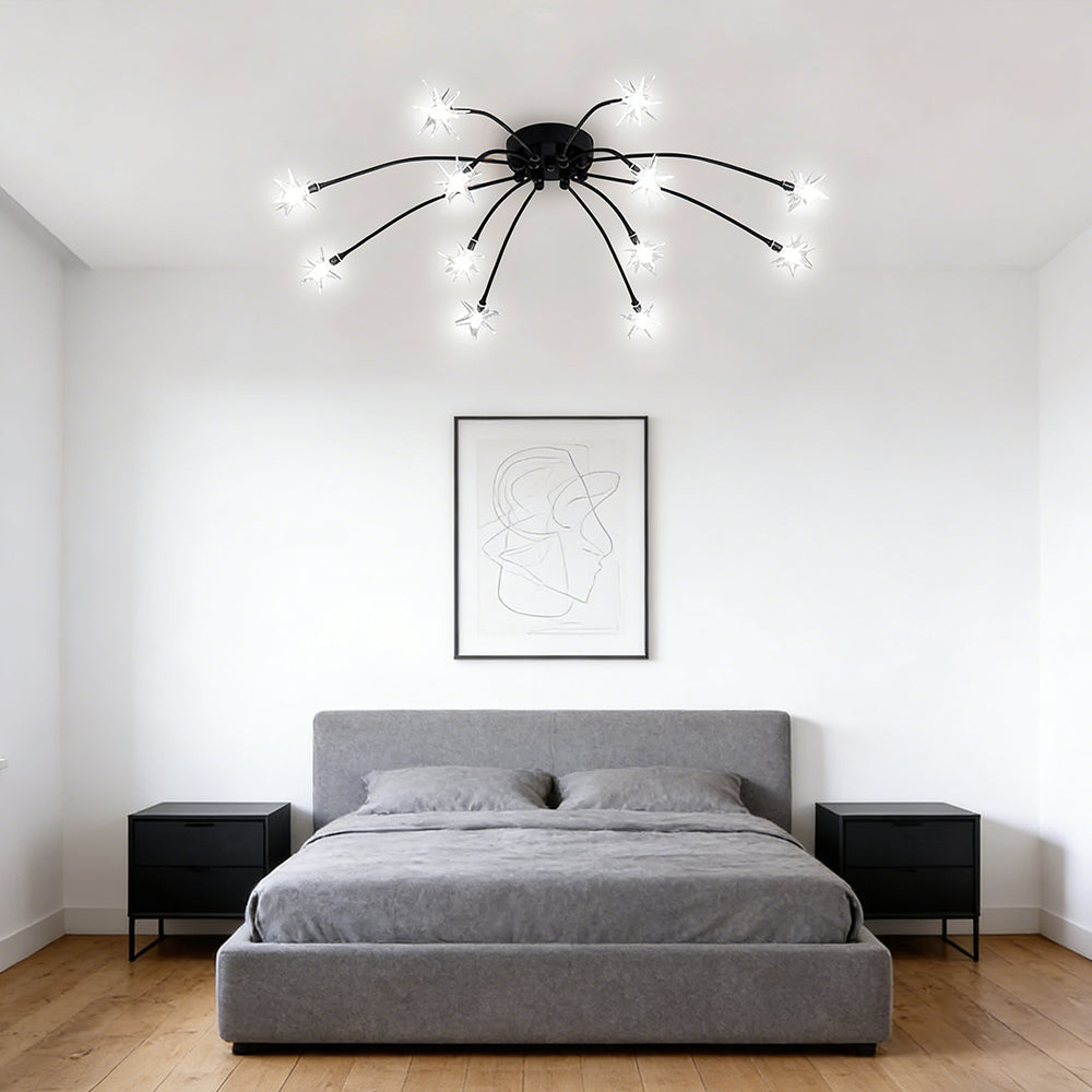 Ceiling Light Metal Glass 24 in Semi Flush Mount Indoor Living Room Dining Bedroom LED Energy Saving | Kalsten