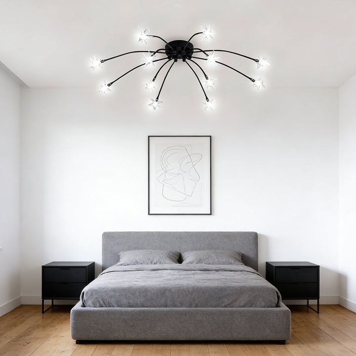 Ceiling Light Metal Glass 24 in Semi Flush Mount Indoor Living Room Dining Bedroom LED Energy Saving | Kalsten
